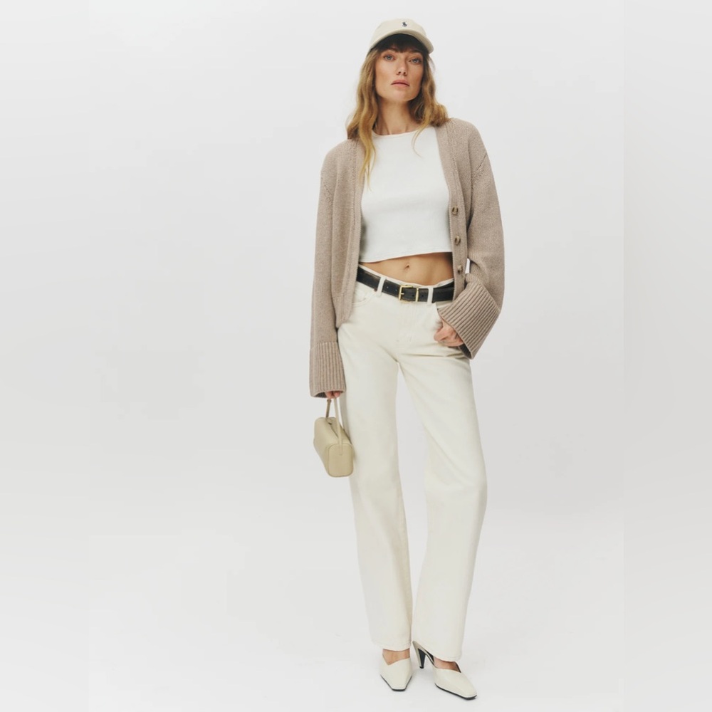 Reformation Val 90s Mid Rise Straight Jeans, Size 28, Color Fior De Latte